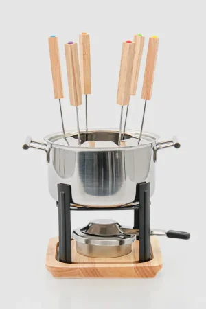 Expédition Rapide Service à fondue avec plateau en bois